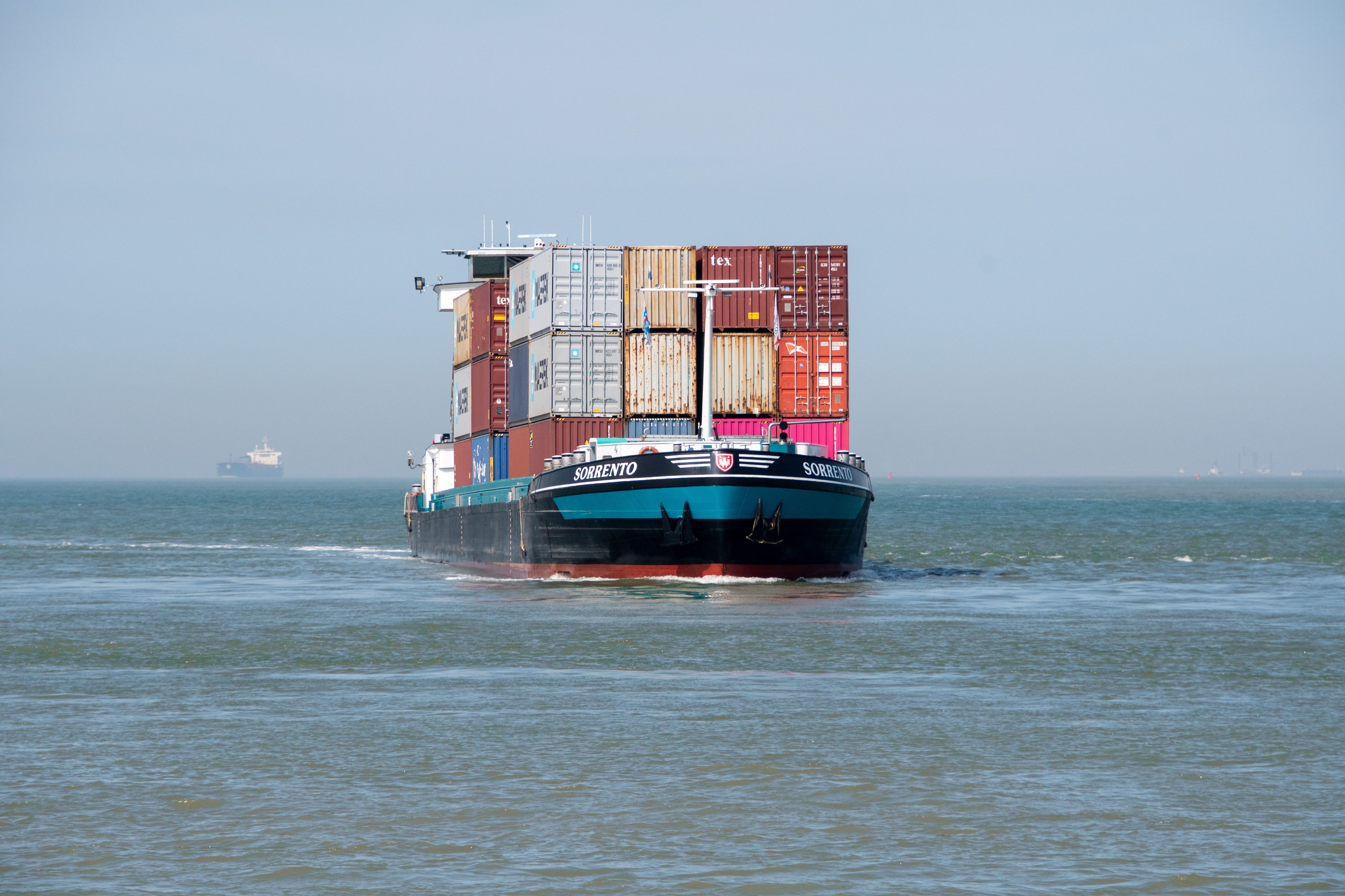 Cargo ship at sea